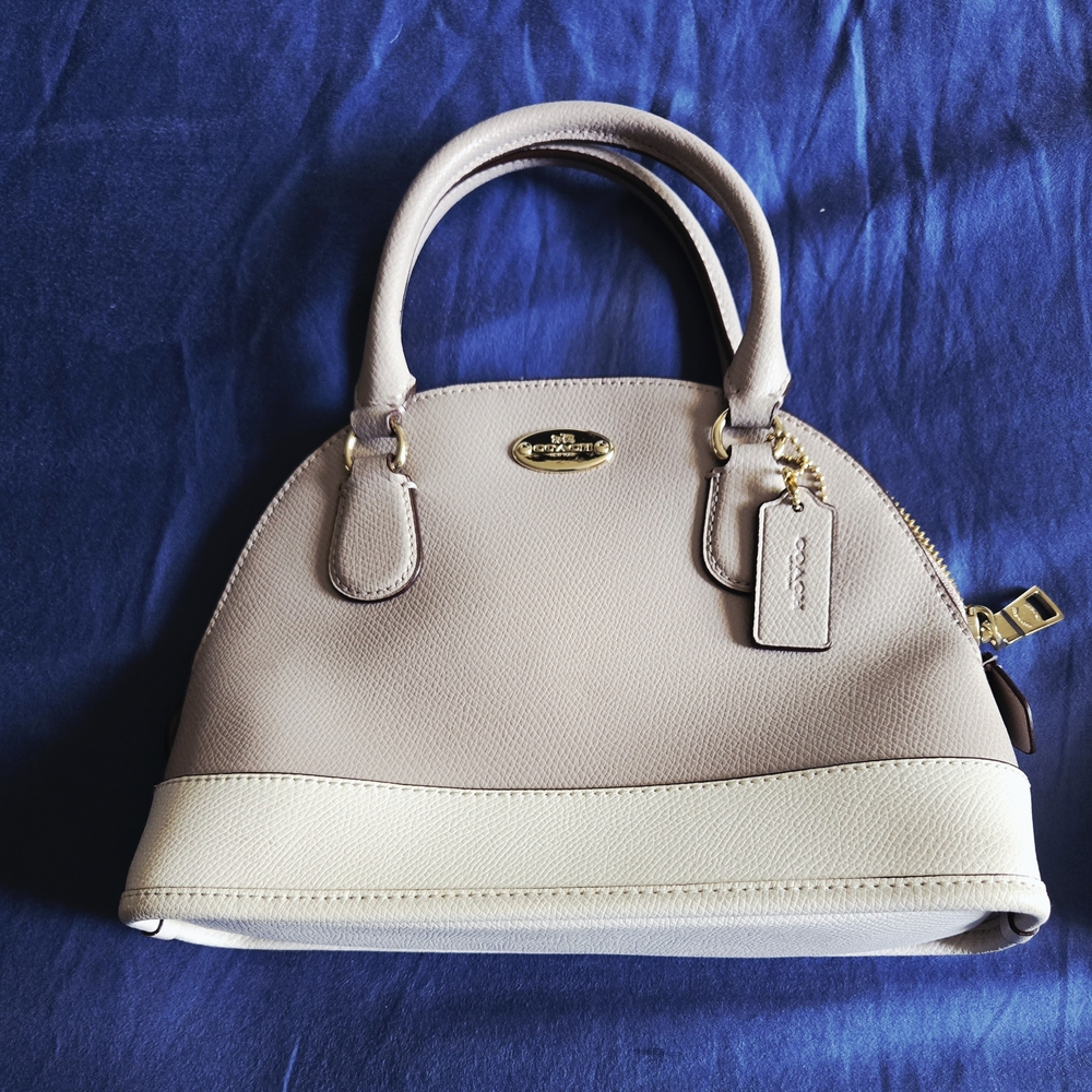Coach Mini Cora Mini Colorblock Tan and Cream Satchel